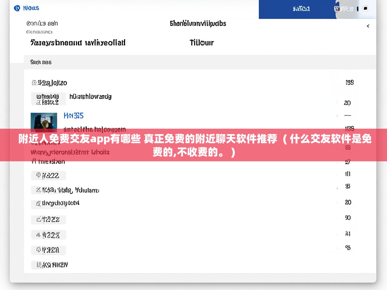  附近人免费交友app有哪些 真正免费的附近聊天软件推荐  ( 什么交友软件是免费的,不收费的。 )