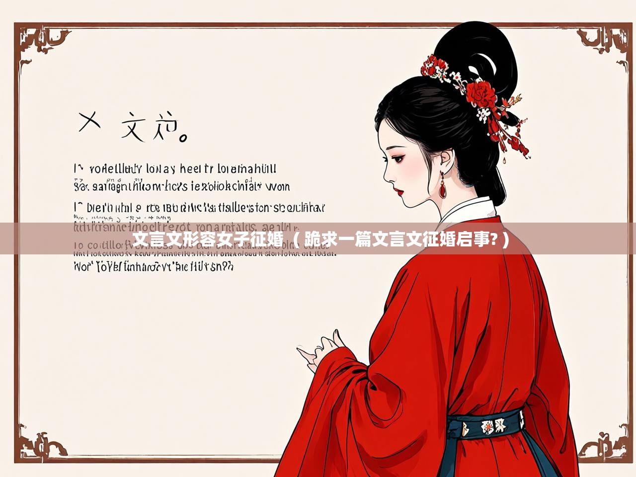  文言文形容女子征婚  ( 跪求一篇文言文征婚启事? )
