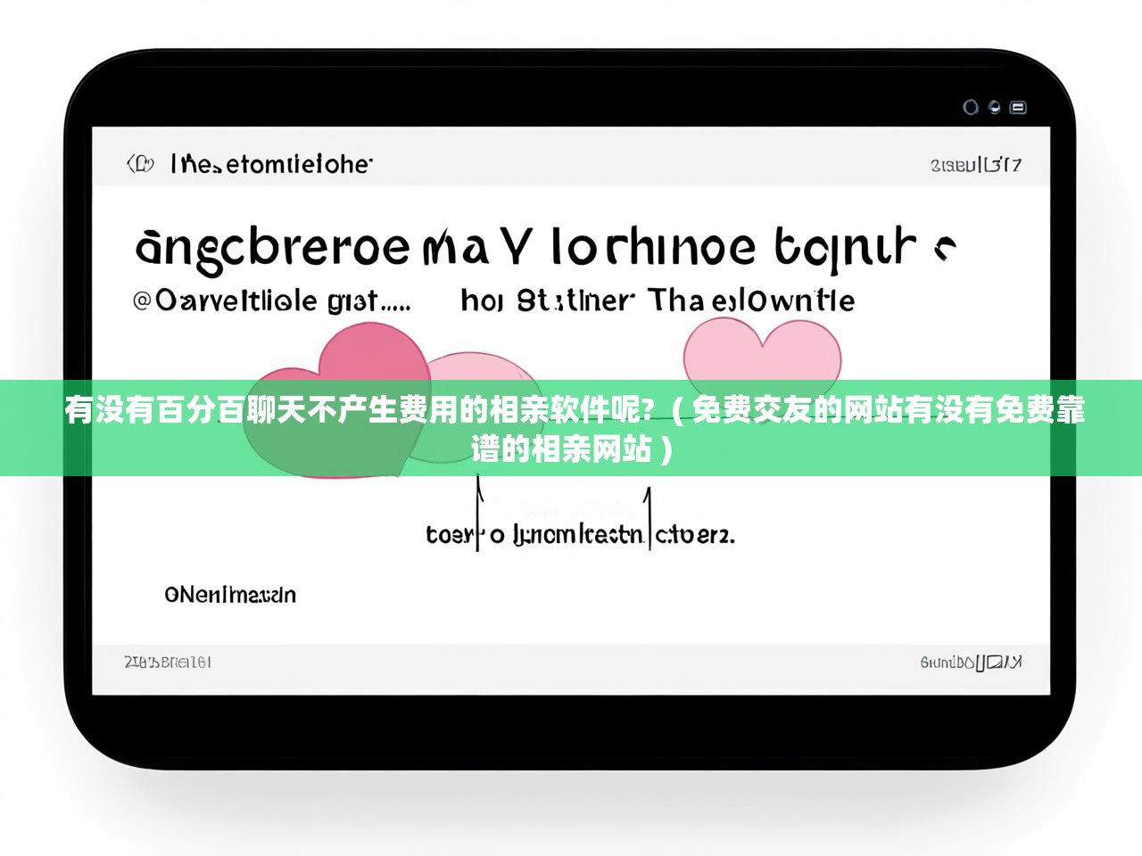  有没有百分百聊天不产生费用的相亲软件呢?  ( 免费交友的网站有没有免费靠谱的相亲网站 )