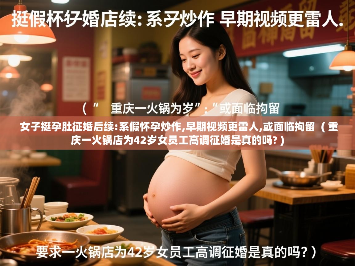  女子挺孕肚征婚后续:系假怀孕炒作,早期视频更雷人,或面临拘留  ( 重庆一火锅店为42岁女员工高调征婚是真的吗? )