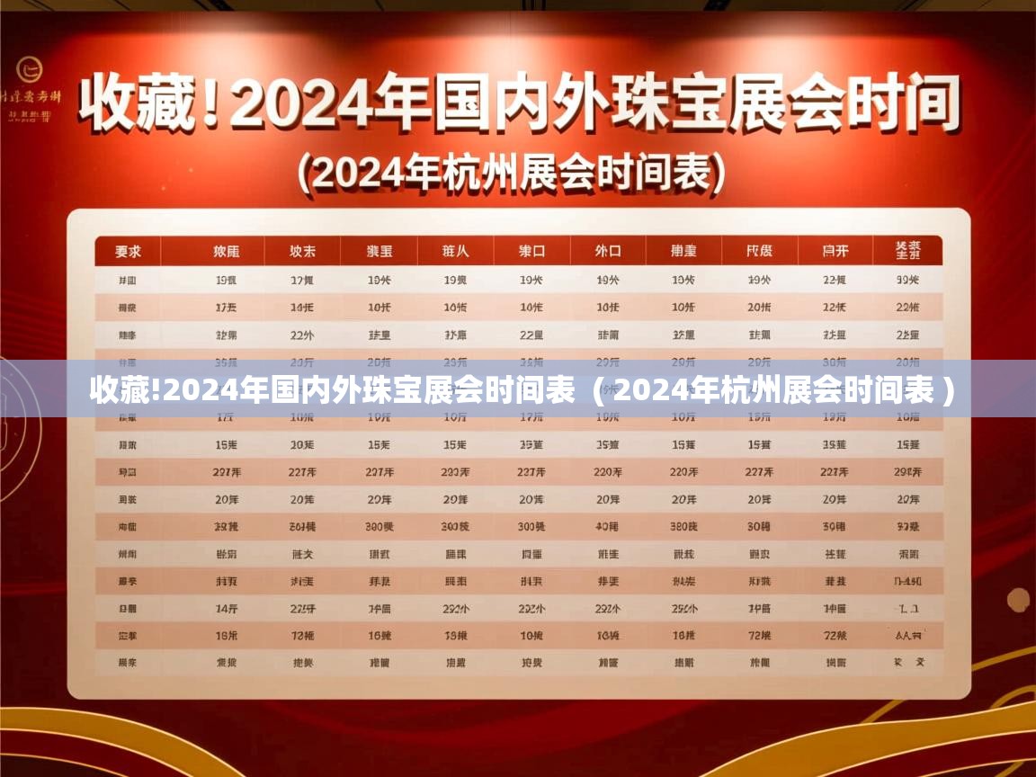  收藏!2024年国内外珠宝展会时间表  ( 2024年杭州展会时间表 )