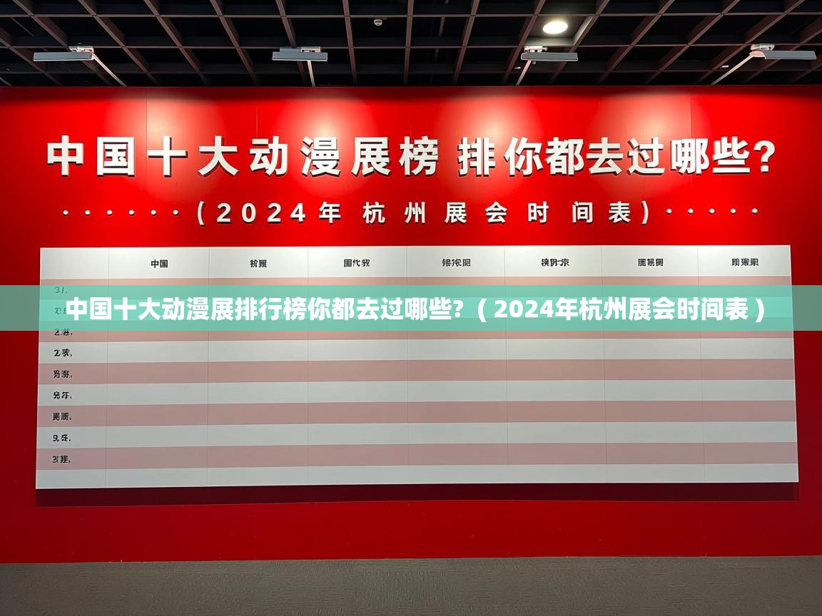  中国十大动漫展排行榜你都去过哪些?  ( 2024年杭州展会时间表 )