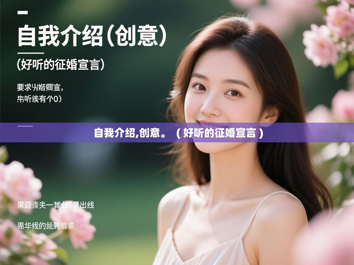 自我介绍,创意。 ( 好听的征婚宣言 ) 自我介绍,创意。 ( 好听的征婚宣言 )