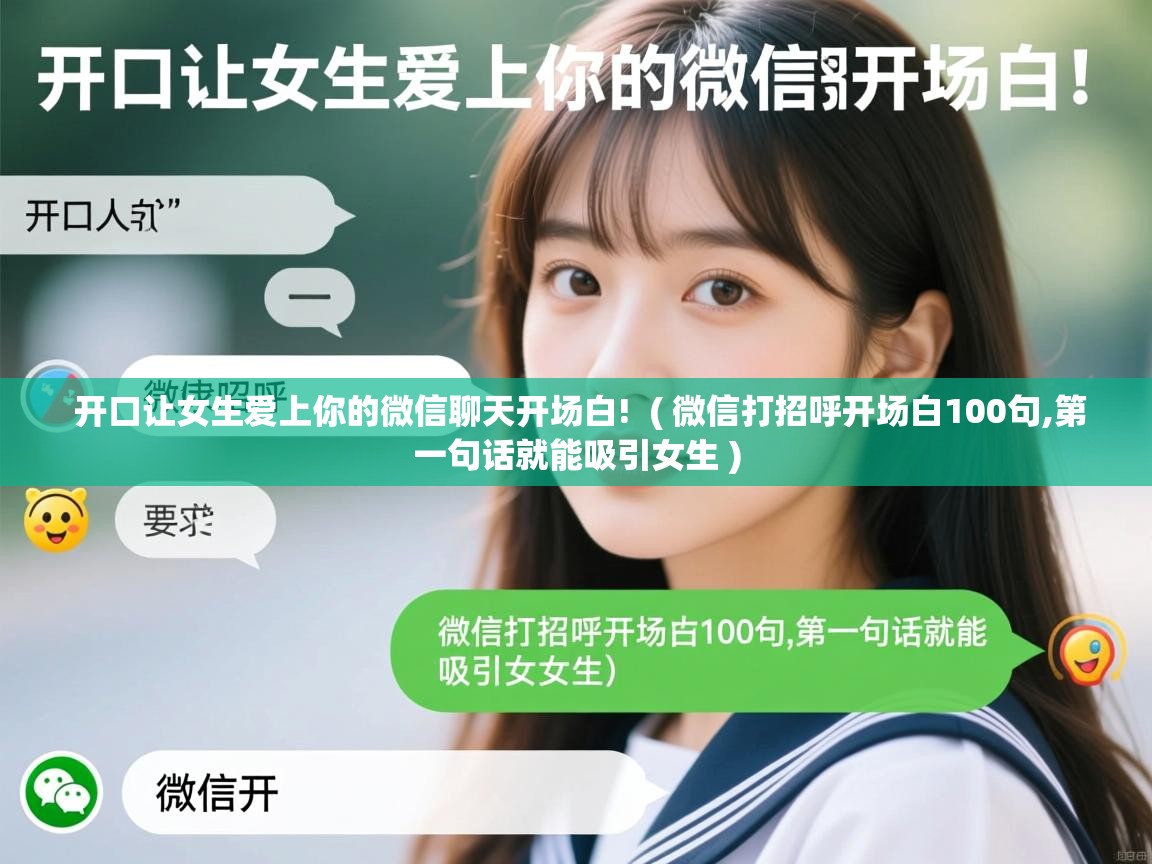  开口让女生爱上你的微信聊天开场白!  ( 微信打招呼开场白100句,第一句话就能吸引女生 )