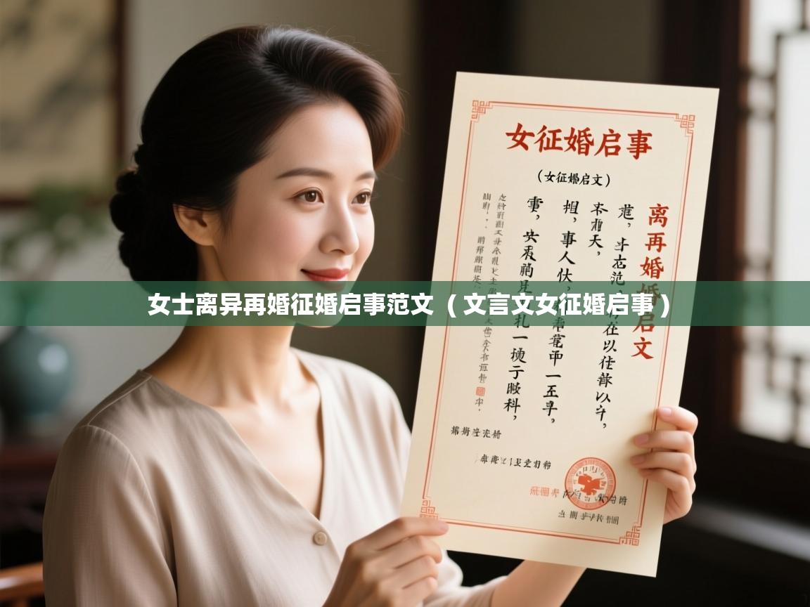  女士离异再婚征婚启事范文  ( 文言文女征婚启事 )