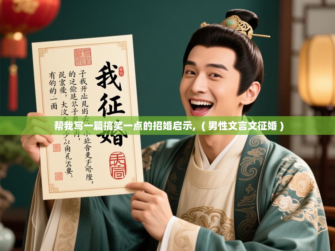 帮我写一篇搞笑一点的招婚启示, ( 男性文言文征婚 ) 帮我写一篇搞笑一点的招婚启示, ( 男性文言文征婚 )