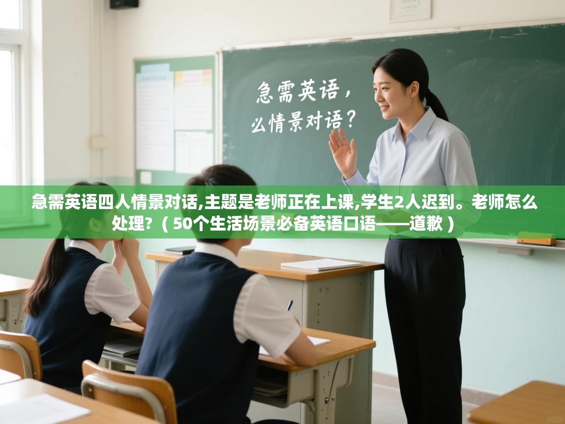  急需英语四人情景对话,主题是老师正在上课,学生2人迟到。老师怎么处理?  ( 50个生活场景必备英语口语——道歉 )