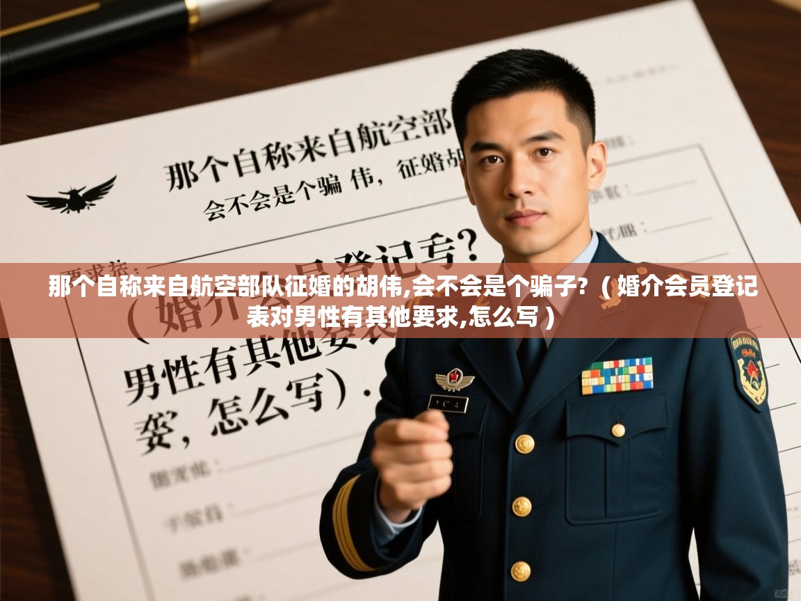  那个自称来自航空部队征婚的胡伟,会不会是个骗子?  ( 婚介会员登记表对男性有其他要求,怎么写 )