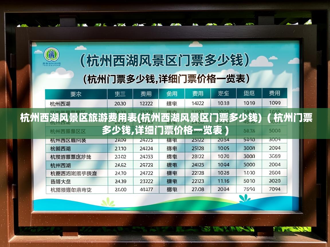  杭州西湖风景区旅游费用表(杭州西湖风景区门票多少钱)  ( 杭州门票多少钱,详细门票价格一览表 )