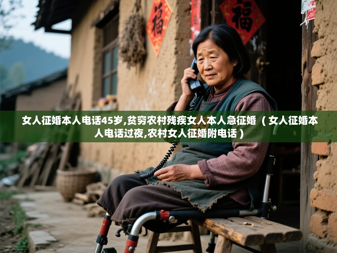  女人征婚本人电话45岁,贫穷农村残疾女人本人急征婚  ( 女人征婚本人电话过夜,农村女人征婚附电话 )