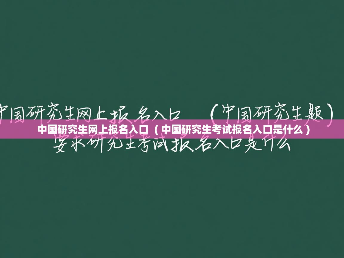  中国研究生网上报名入口  ( 中国研究生考试报名入口是什么 )