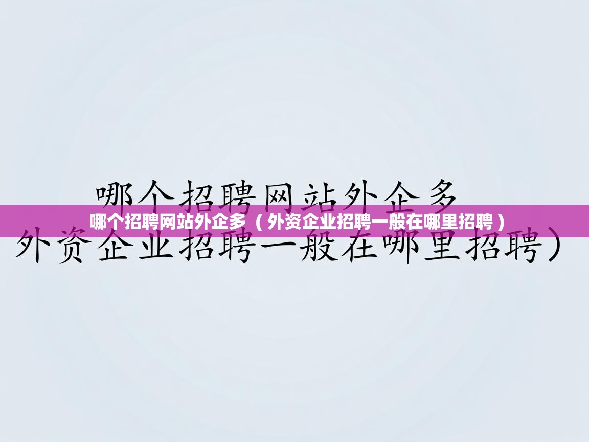 哪个招聘网站外企多  ( 外资企业招聘一般在哪里招聘 )