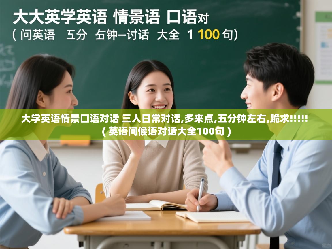  大学英语情景口语对话 三人日常对话,多来点,五分钟左右,跪求!!!!!  ( 英语问候语对话大全100句 )