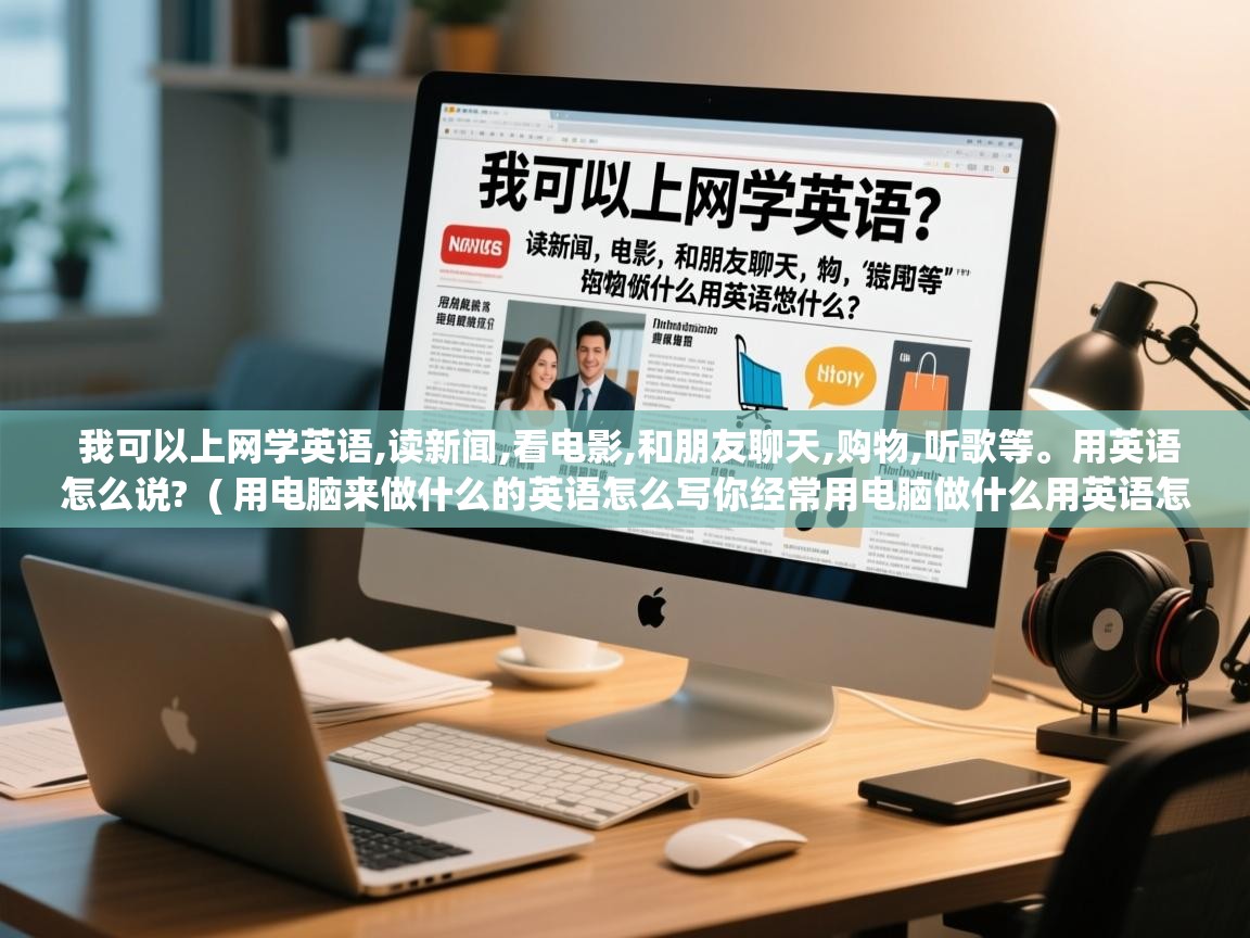  我可以上网学英语,读新闻,看电影,和朋友聊天,购物,听歌等。用英语怎么说?  ( 用电脑来做什么的英语怎么写你经常用电脑做什么用英语怎么说 )