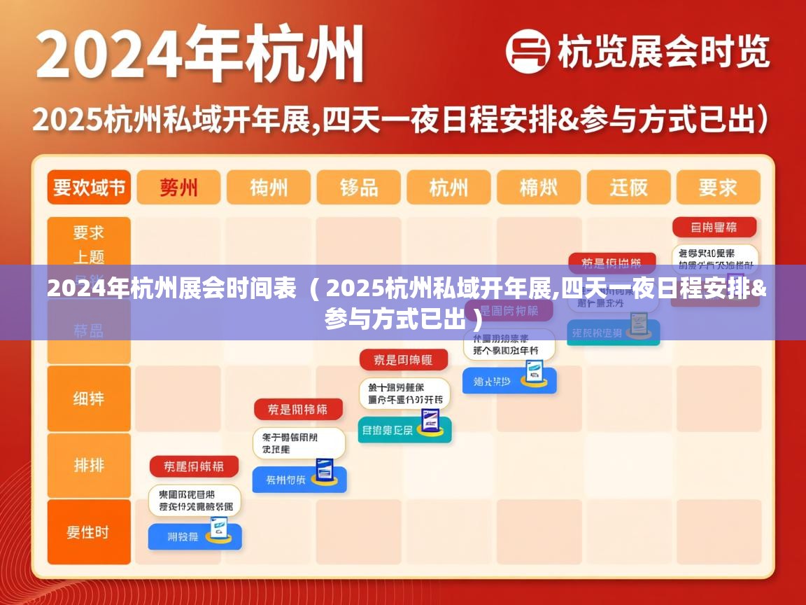  2024年杭州展会时间表  ( 2025杭州私域开年展,四天一夜日程安排&参与方式已出 )