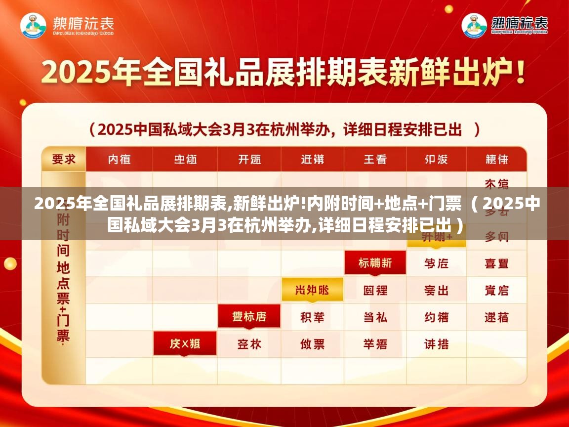  2025年全国礼品展排期表,新鲜出炉!内附时间+地点+门票  ( 2025中国私域大会3月3在杭州举办,详细日程安排已出 )