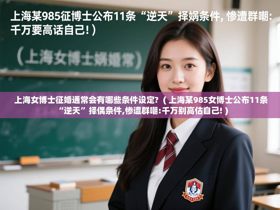  上海女博士征婚通常会有哪些条件设定?  ( 上海某985女博士公布11条“逆天”择偶条件,惨遭群嘲:千万别高估自己! )