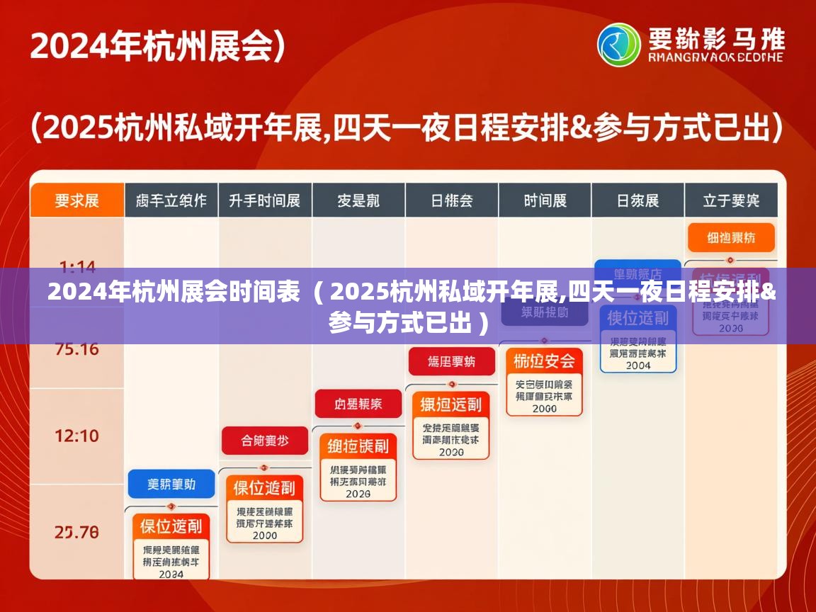  2024年杭州展会时间表  ( 2025杭州私域开年展,四天一夜日程安排&参与方式已出 )