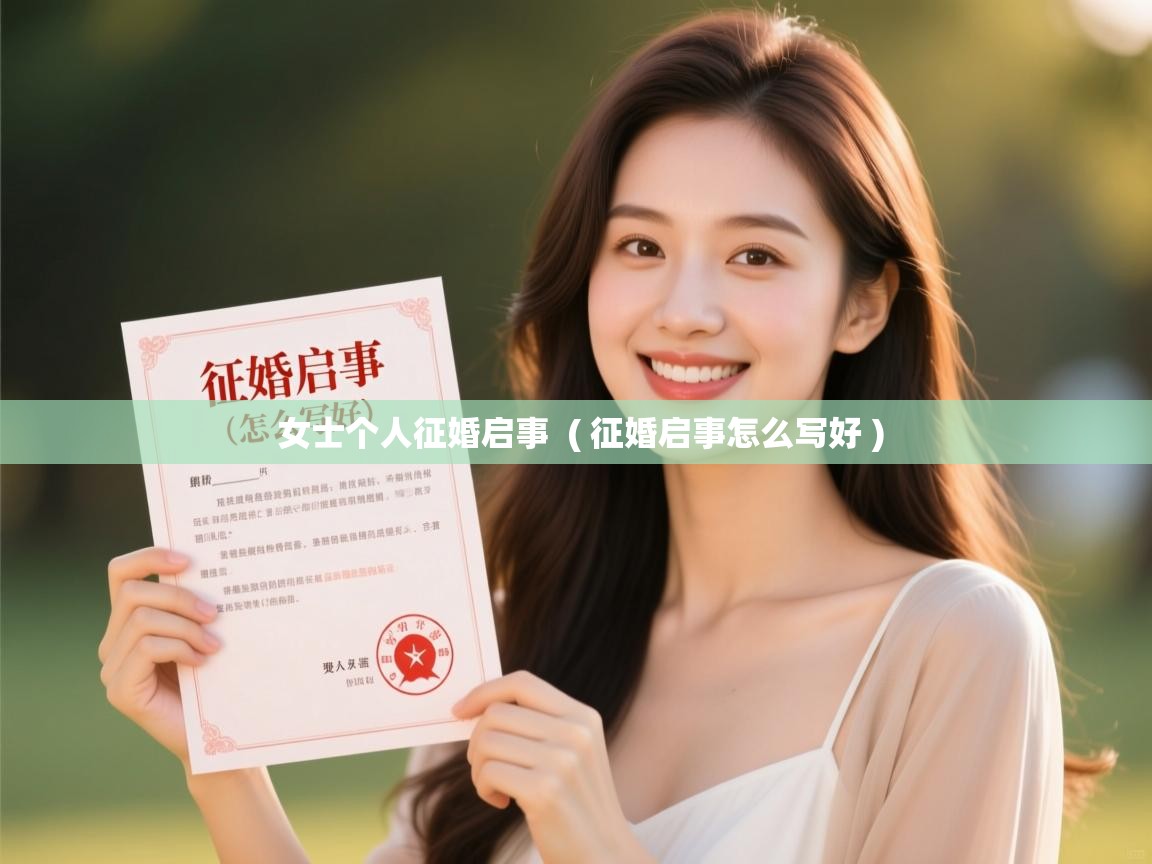  女士个人征婚启事  ( 征婚启事怎么写好 )