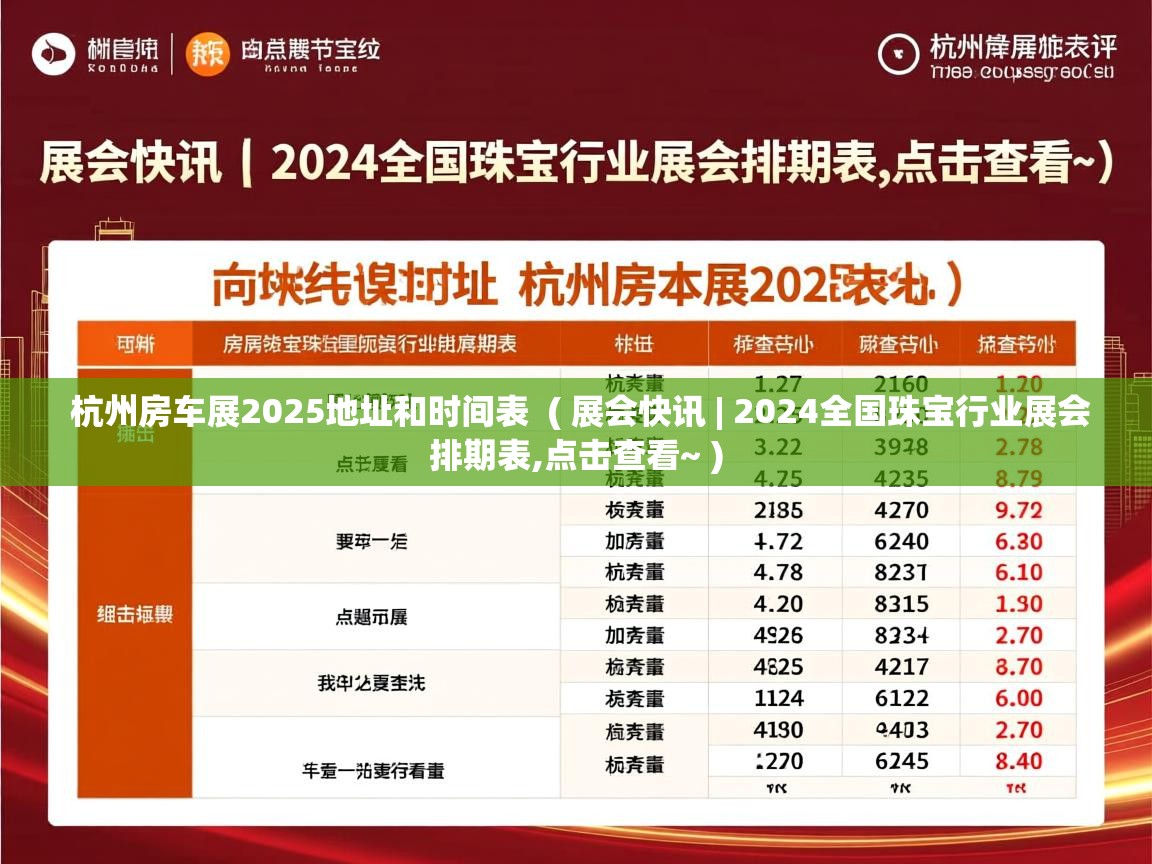  杭州房车展2025地址和时间表  ( 展会快讯 | 2024全国珠宝行业展会排期表,点击查看~ )