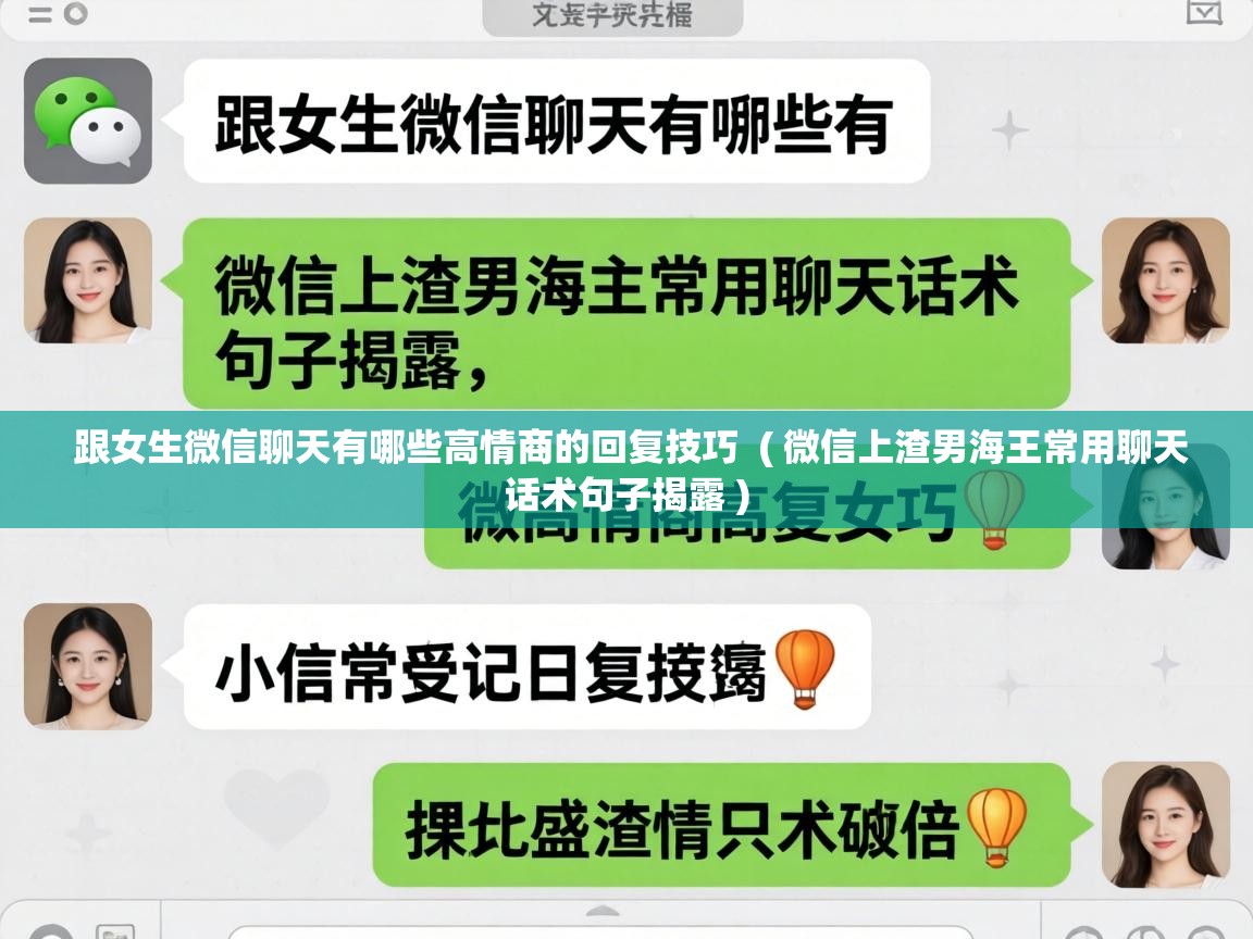  跟女生微信聊天有哪些高情商的回复技巧  ( 微信上渣男海王常用聊天话术句子揭露 )