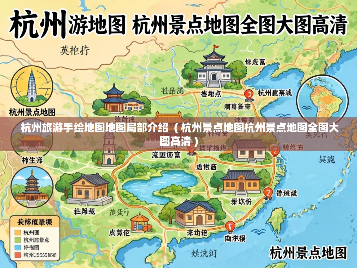  杭州旅游手绘地图地图局部介绍  ( 杭州景点地图杭州景点地图全图大图高清 )