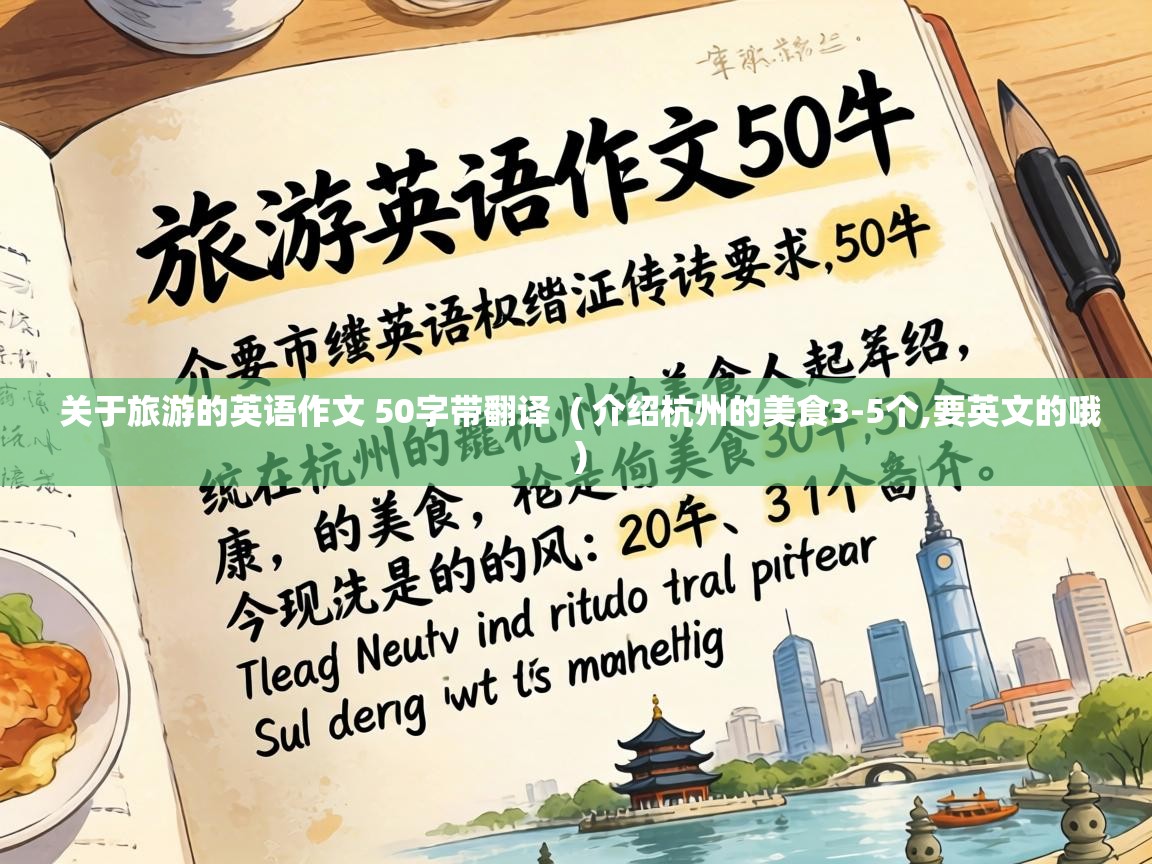  关于旅游的英语作文 50字带翻译  ( 介绍杭州的美食3-5个,要英文的哦 )