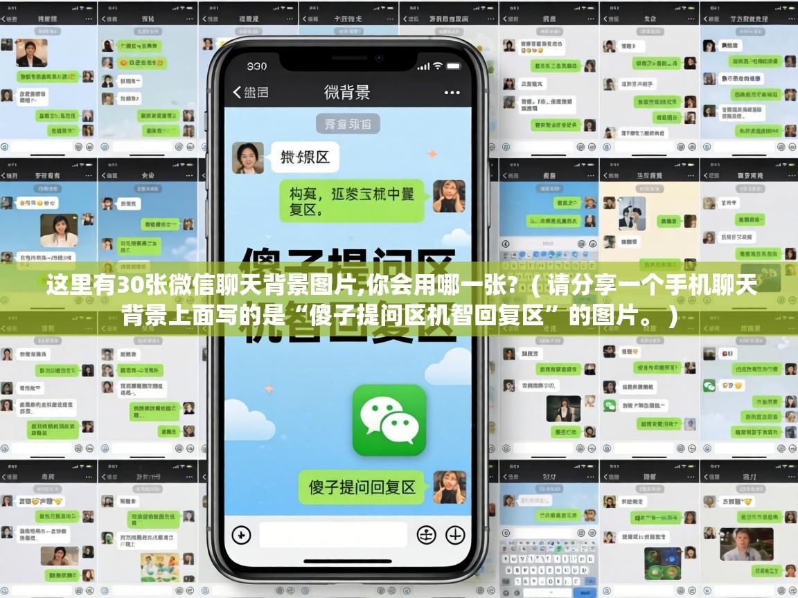  这里有30张微信聊天背景图片,你会用哪一张?  ( 请分享一个手机聊天背景上面写的是“傻子提问区机智回复区”的图片。 )