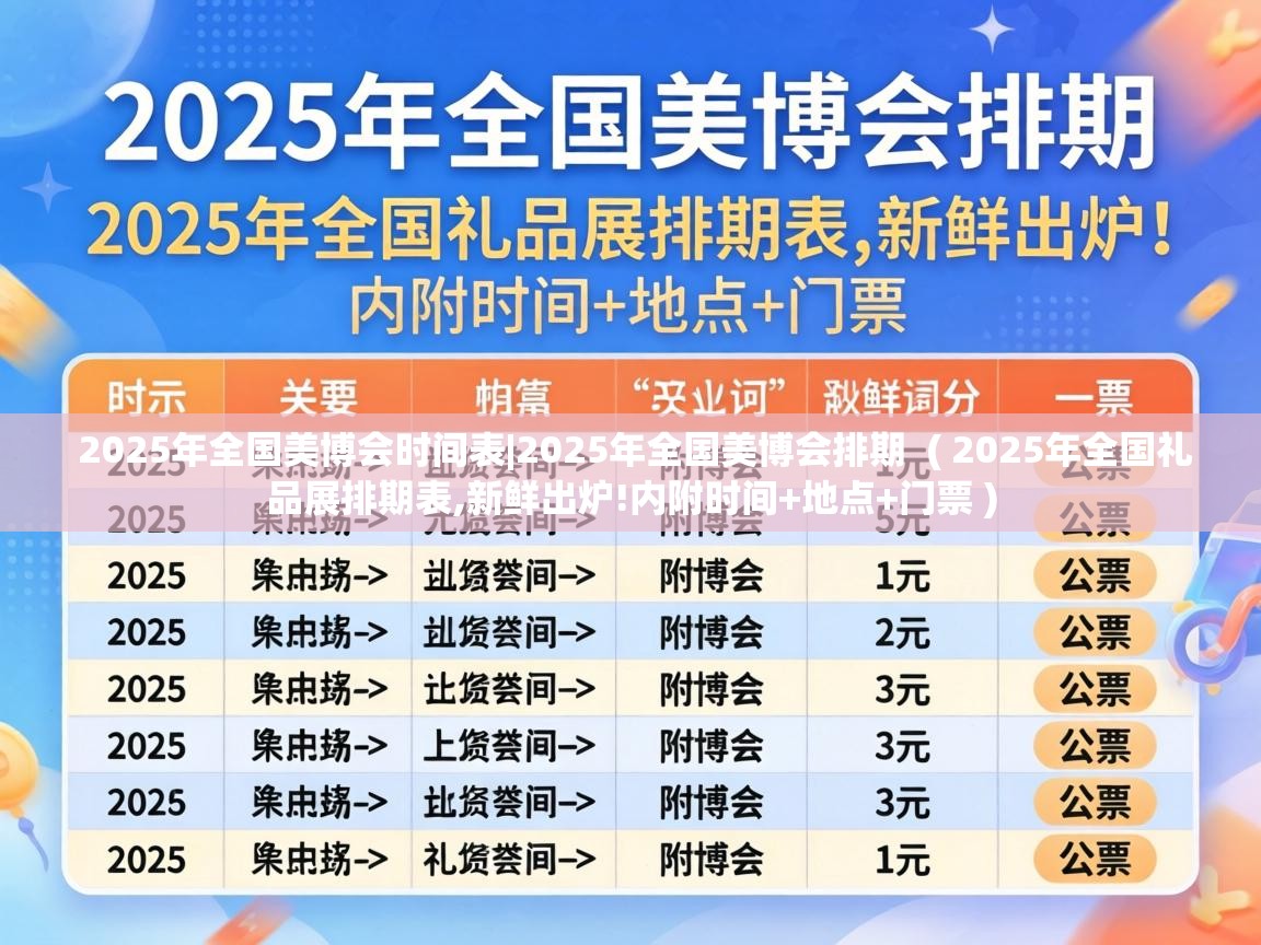  2025年全国美博会时间表|2025年全国美博会排期  ( 2025年全国礼品展排期表,新鲜出炉!内附时间+地点+门票 )