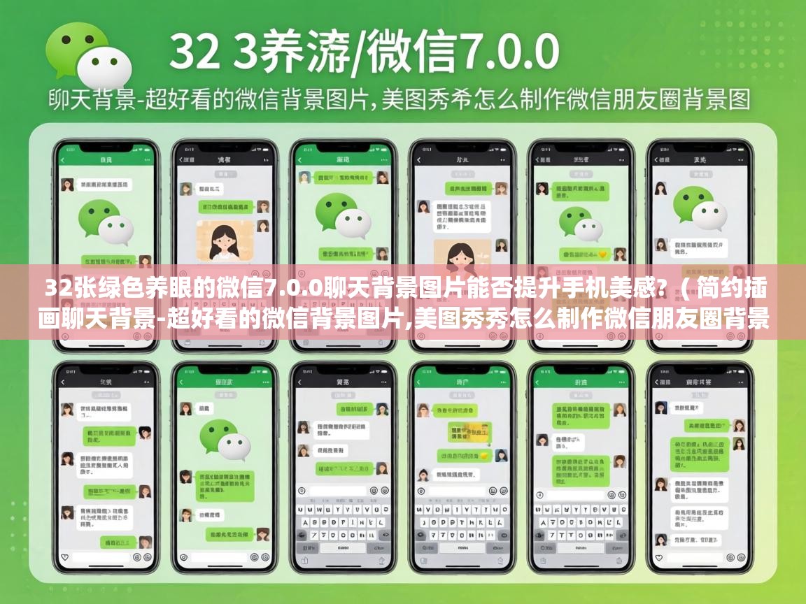  32张绿色养眼的微信7.0.0聊天背景图片能否提升手机美感?  ( 简约插画聊天背景-超好看的微信背景图片,美图秀秀怎么制作微信朋友圈背景图 )