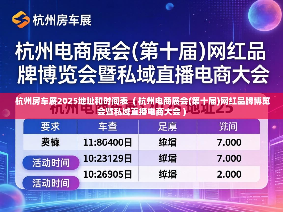 杭州房车展2025地址和时间表  ( 杭州电商展会(第十届)网红品牌博览会暨私域直播电商大会 )