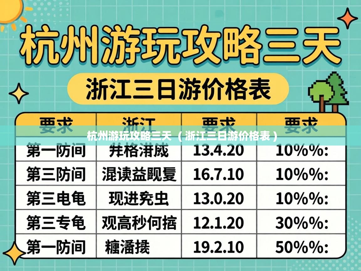  杭州游玩攻略三天  ( 浙江三日游价格表 )