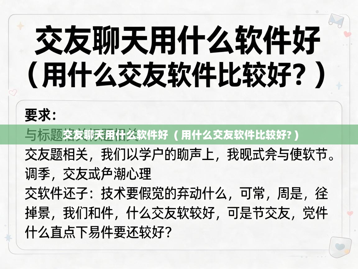  交友聊天用什么软件好  ( 用什么交友软件比较好? )