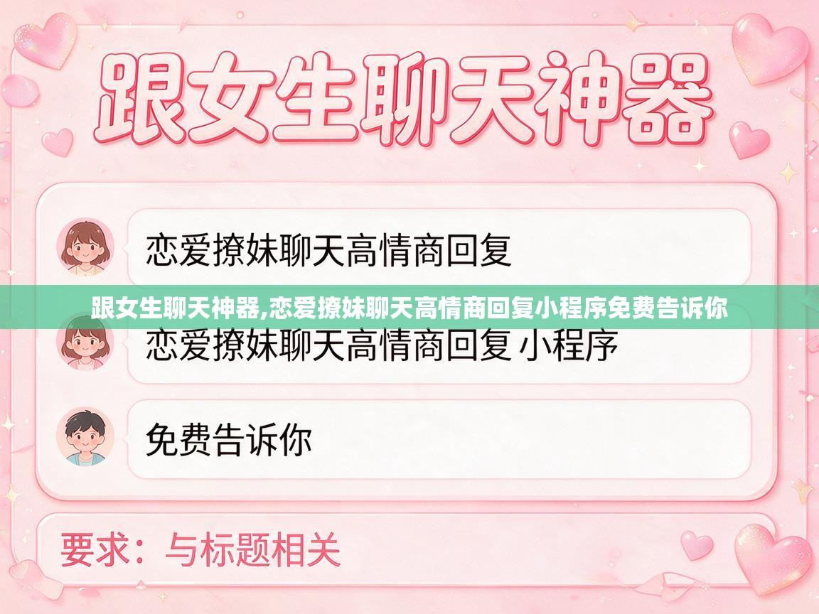  跟女生聊天神器,恋爱撩妹聊天高情商回复小程序免费告诉你 