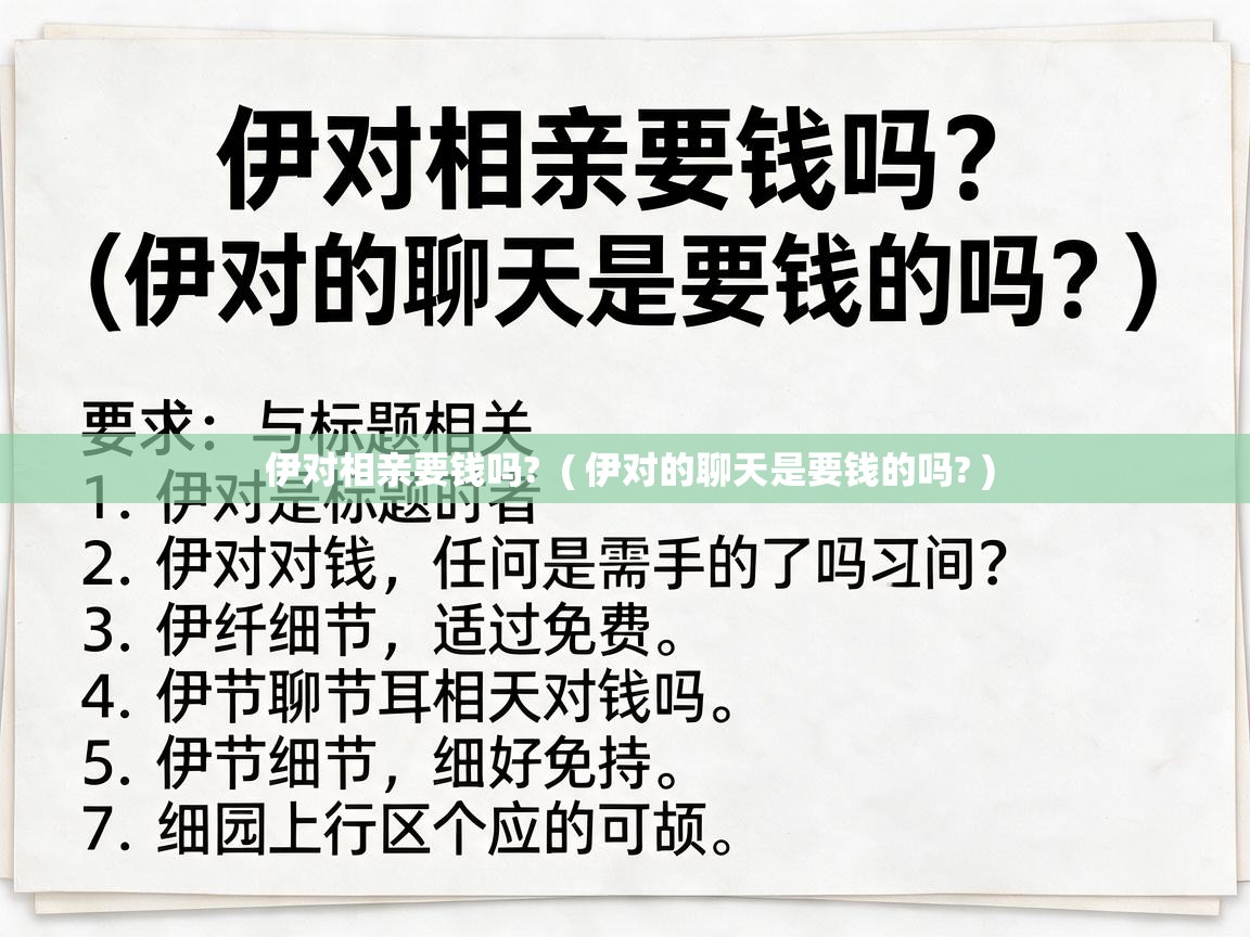  伊对相亲要钱吗?  ( 伊对的聊天是要钱的吗? )