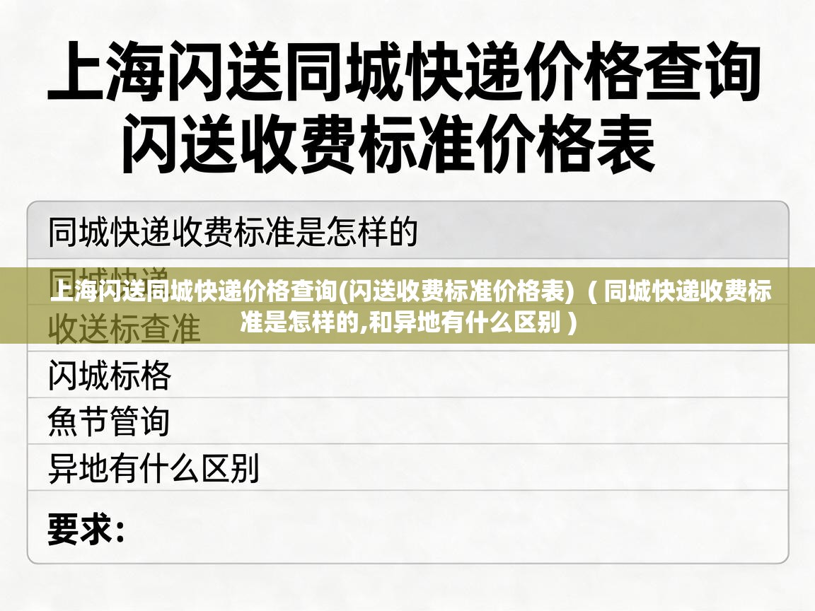  上海闪送同城快递价格查询(闪送收费标准价格表)  ( 同城快递收费标准是怎样的,和异地有什么区别 )